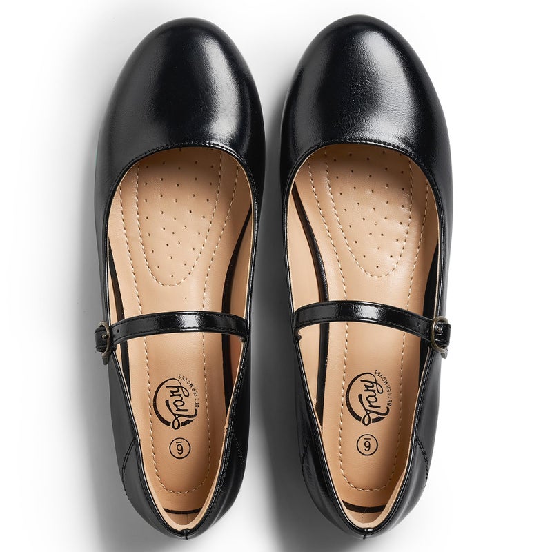 Trary Women's Mary Jane Flats, Black, Size 10, Women's Flats, Dressy Casual, Ankle Strap, Ballet Flats, Comfortable, Non-Slip Sole - Image 3